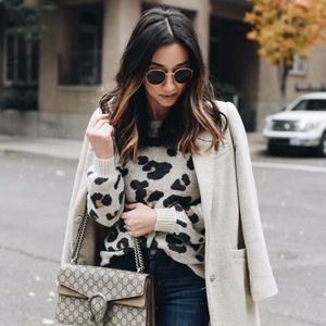 LOFT leopard jacquard sweater size M